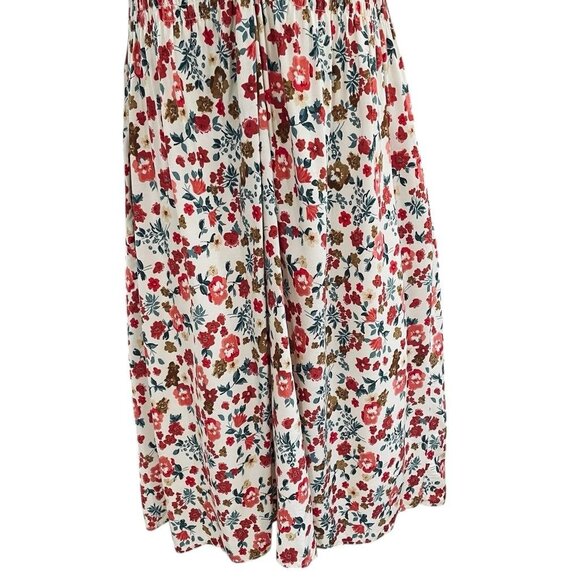 Alluv Place Floral Puff Sleeve Cottagecore Midi Dress Smocked Bodice Festival - Picture 7 of 12